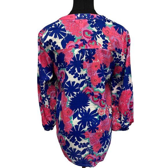 Lilly Pulitzer Womens Floral Tunic Top S 3/4 Sleeve Lightweight Cotton Cottage - Picture 4 of 7